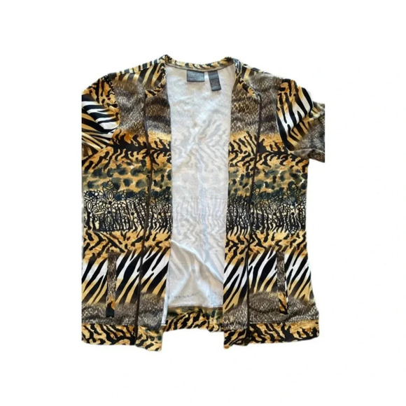 Additions by Chicos Animal Print Short Sleeve Full Zip Jacket Women’s Size 1 M/8 - Picture 6 of 9
